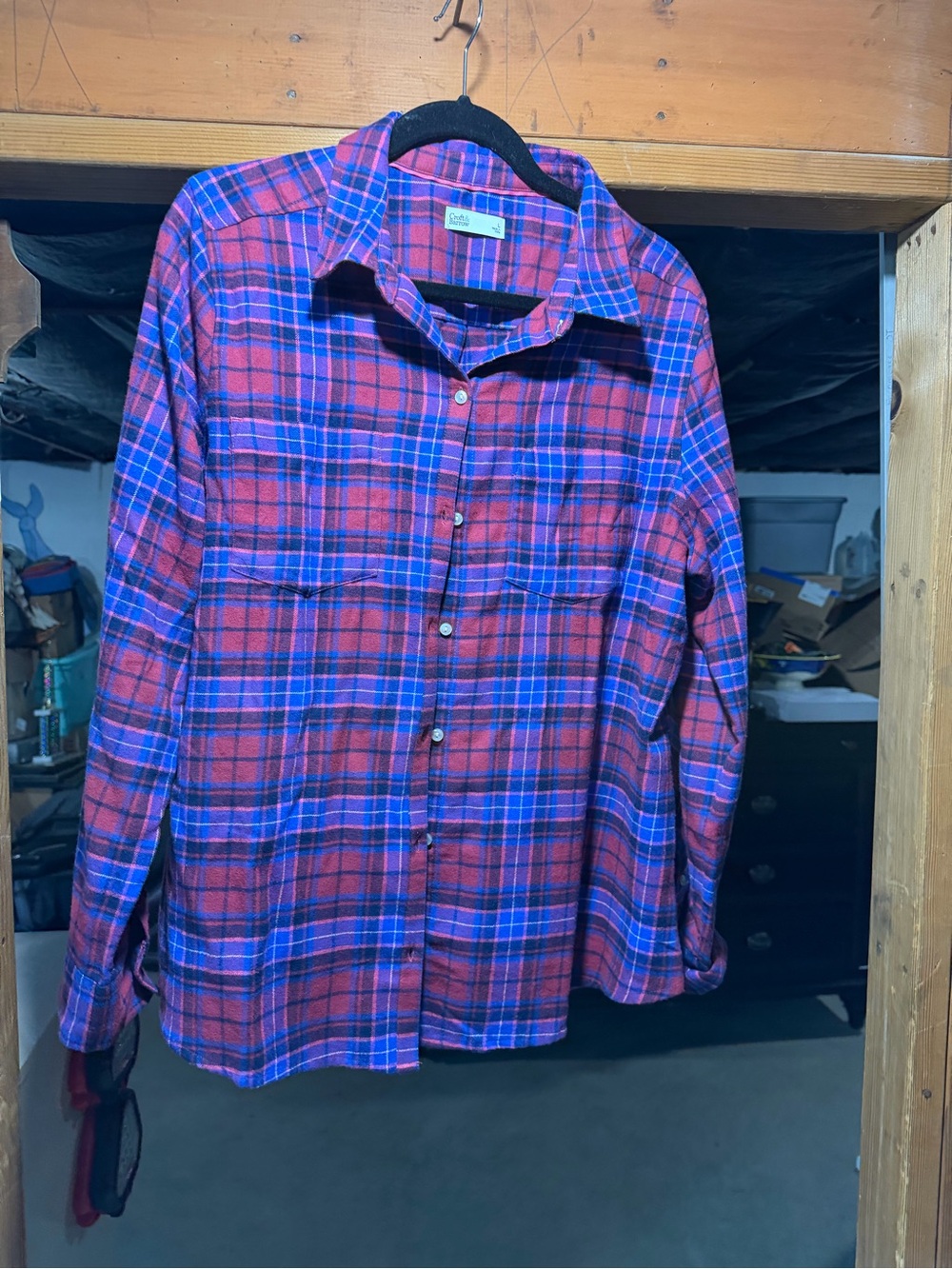 croft & barrow Pink and Blue Plaid Button-Down Shirt